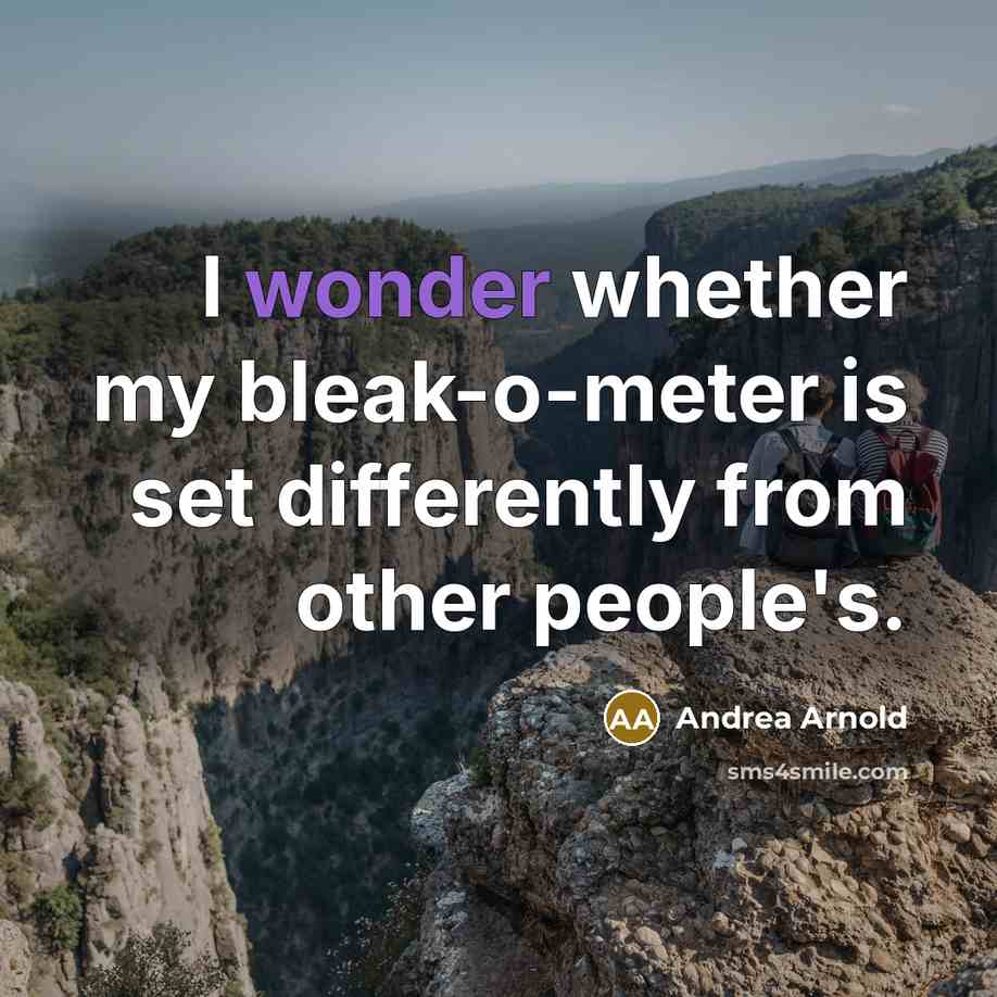 “I wonder whether my bleak-o-meter is set differently from other people's.” quote by Andrea Arnold