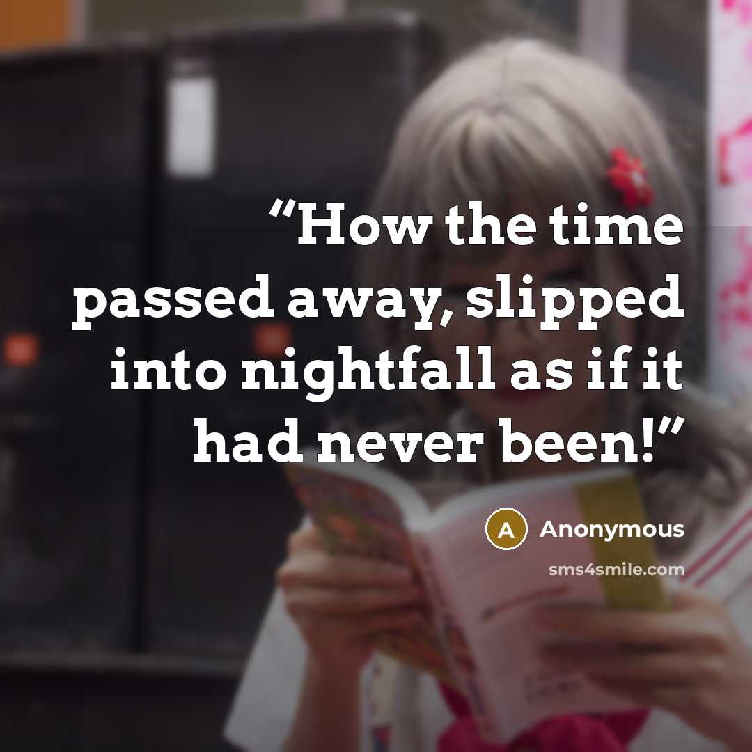“How the time passed away, slipped into nightfall as if it had never been!” quote by Anonymous