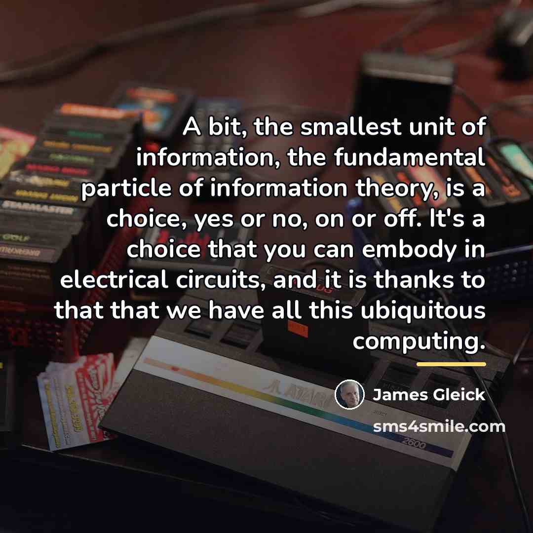 “A bit, the smallest unit of information, the fundamental particle…” quote by James Gleick
