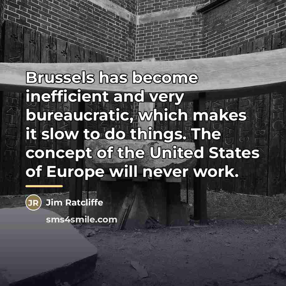 “Brussels has become inefficient and very bureaucratic, which makes it…” quote by Jim Ratcliffe