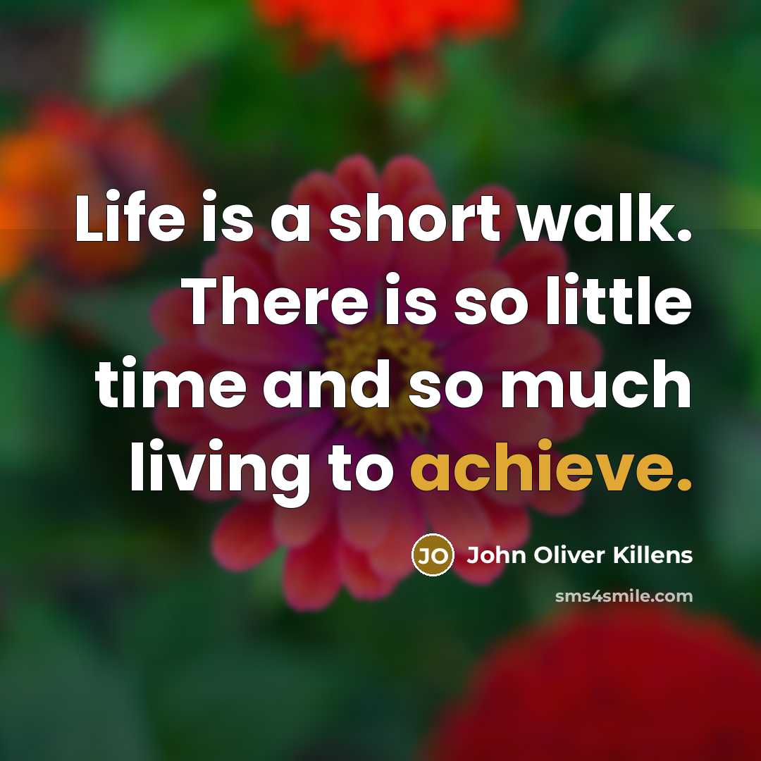 “Life is a short walk. There is so little time…” quote by John Oliver Killens