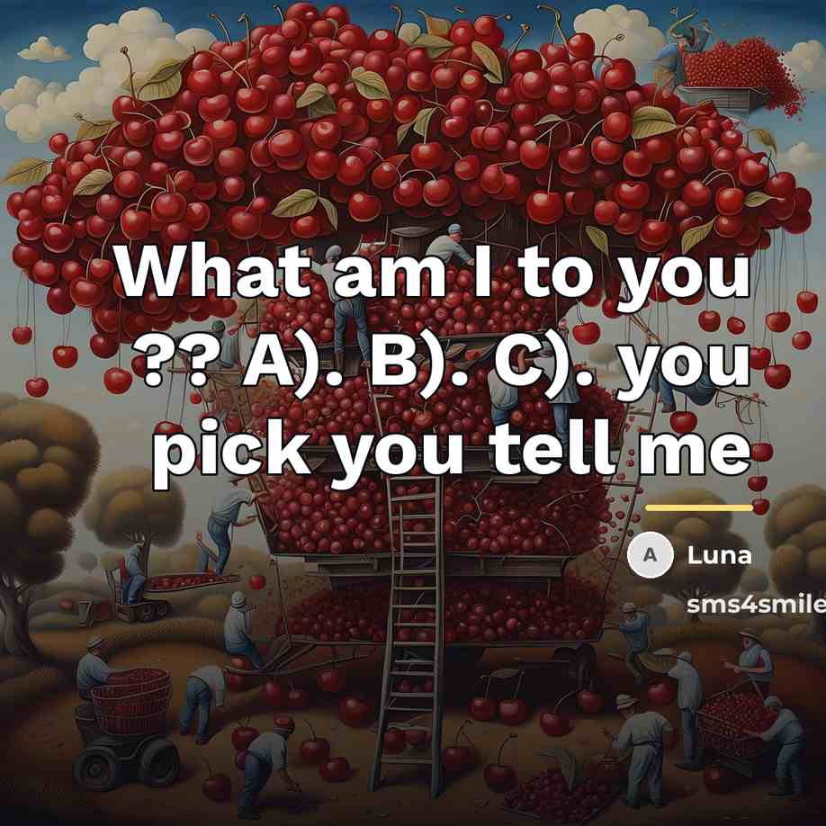 “What am I to you ?? A). B). C). you…” quote by Luna