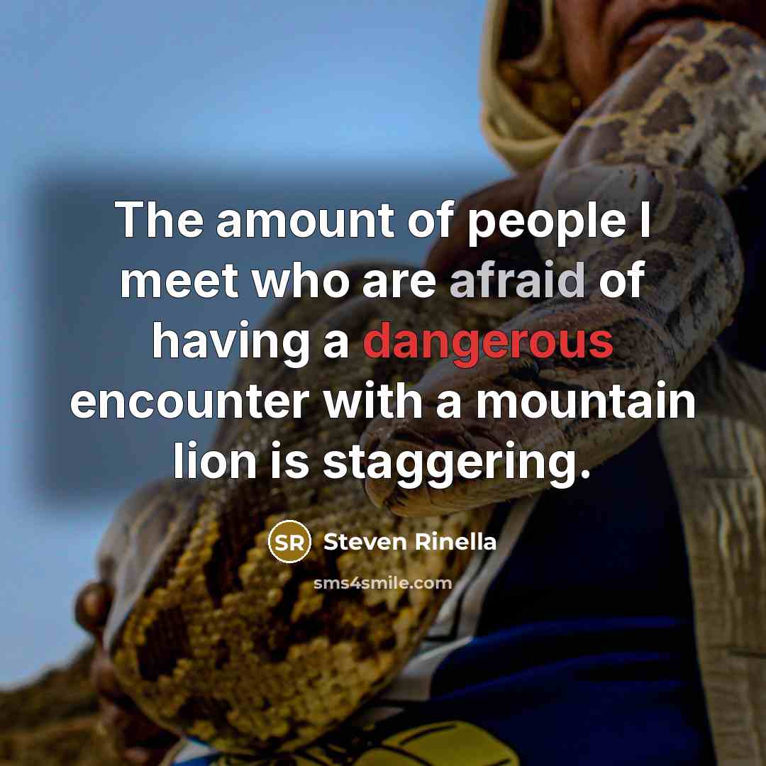 “The amount of people I meet who are afraid of having a dangerous encounter with a mountain lion is staggering.” quote by Steven Rinella