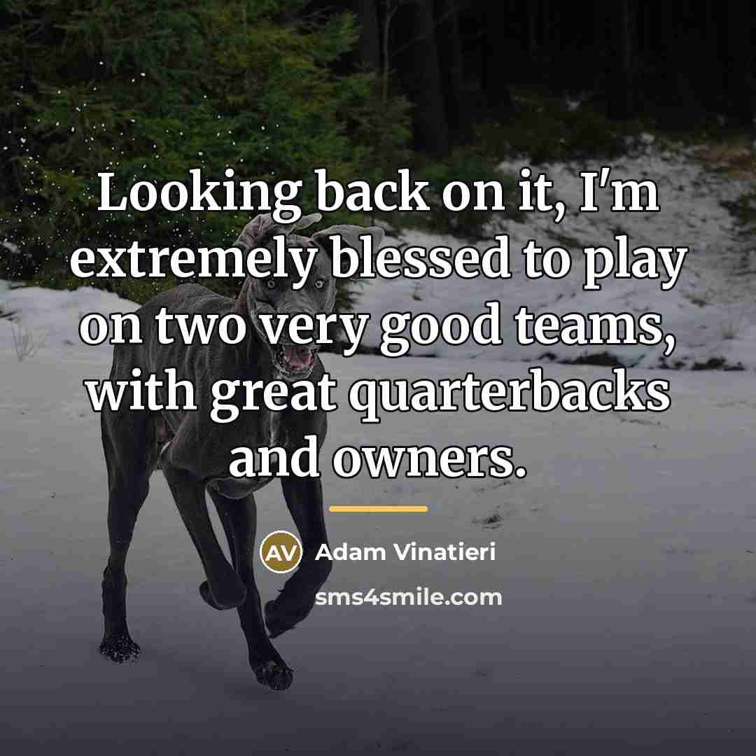 “Looking back on it, I'm extremely blessed to play on…” quote by Adam Vinatieri