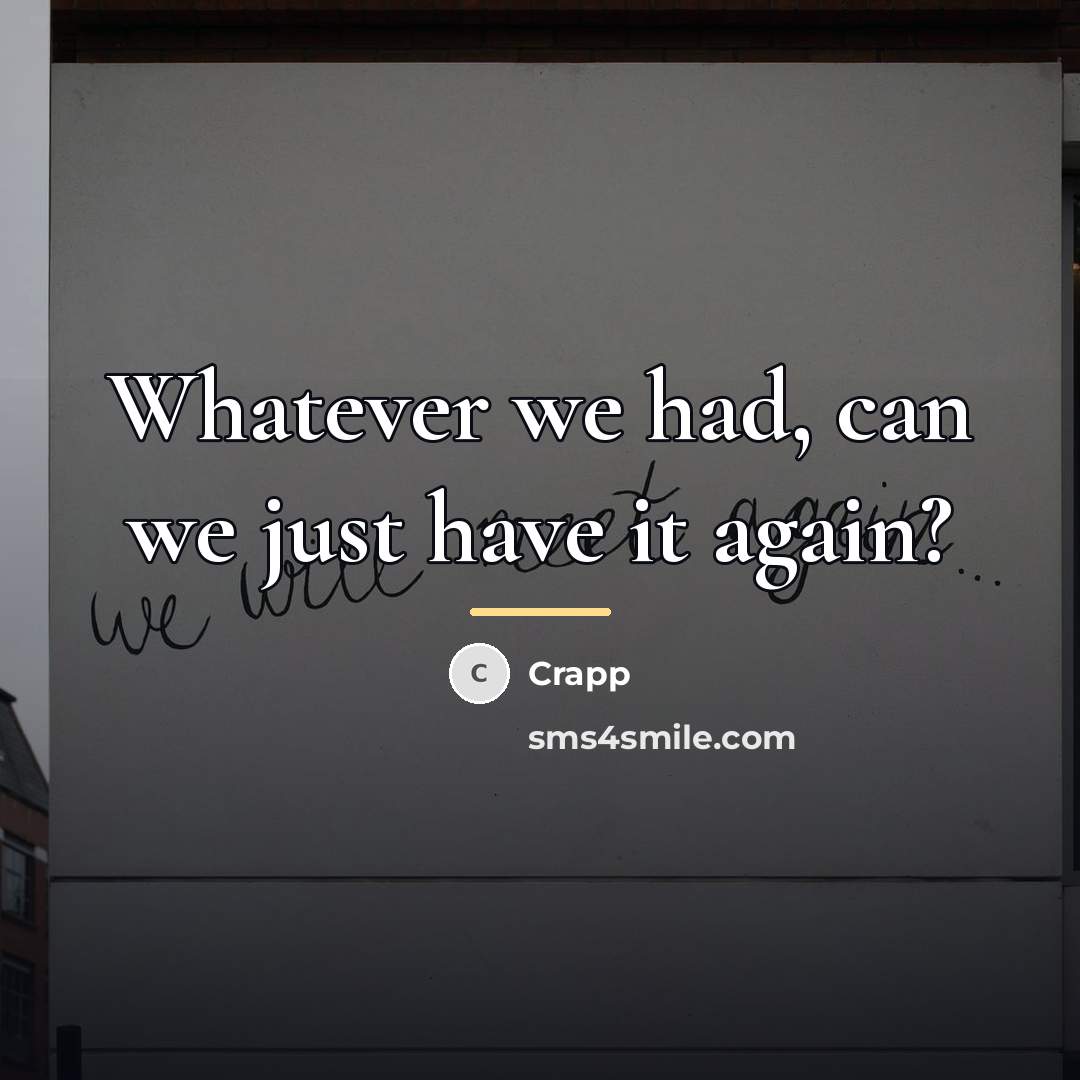 “Whatever we had, can we just have it again?…” quote by Crapp