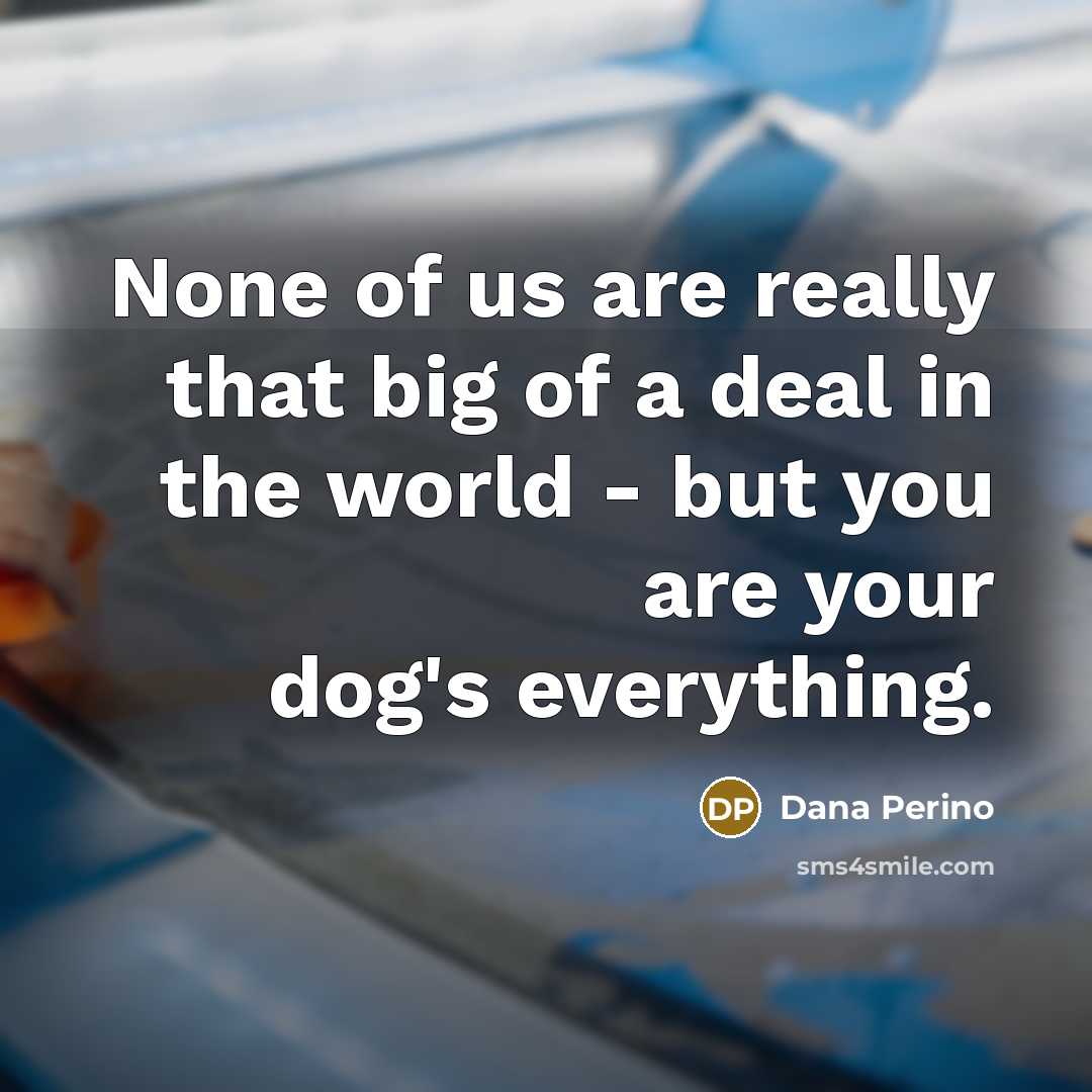 “None of us are really that big of a deal in the world - but you are your dog's everything.” quote by Dana Perino