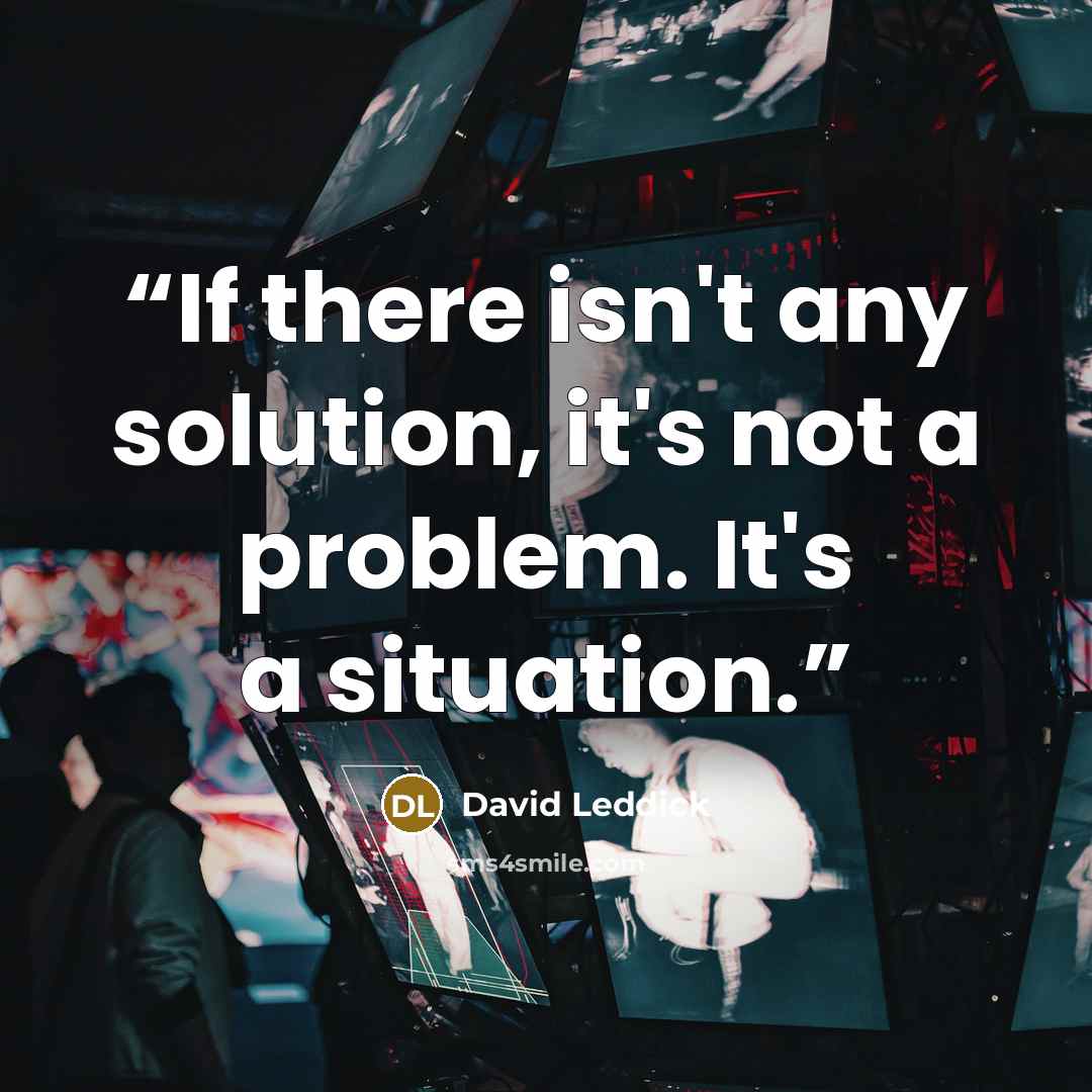 “If there isn't any solution, it's not a problem. It's a situation.” quote by David Leddick