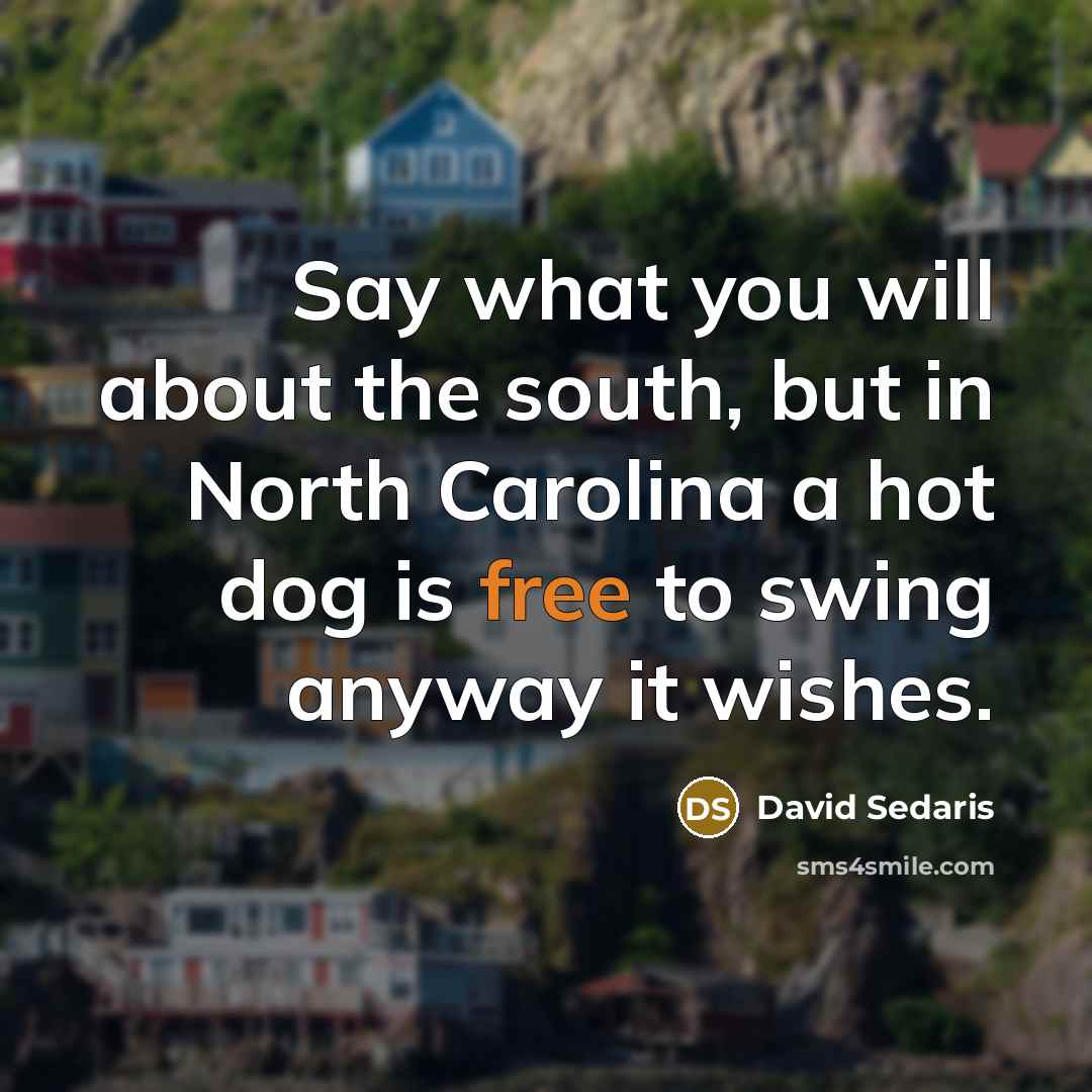 “Say what you will about the south, but in North…” quote by David Sedaris