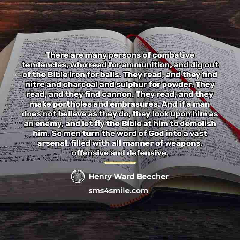 “There are many persons of combative tendencies, who read for…” quote by Henry Ward Beecher