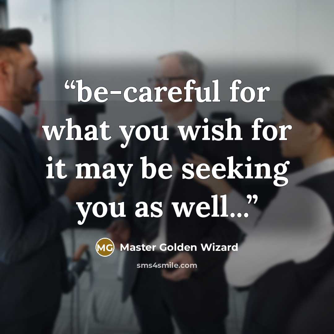“be-careful for what you wish for it may be seeking you as well...” quote by Master Golden Wizard