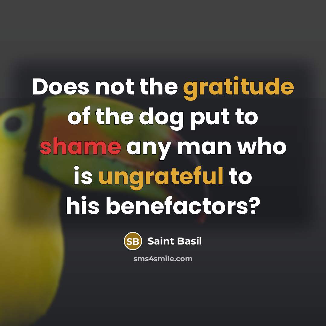 “Does not the gratitude of the dog put to shame any man who is ungrateful to his benefactors?” quote by Saint Basil