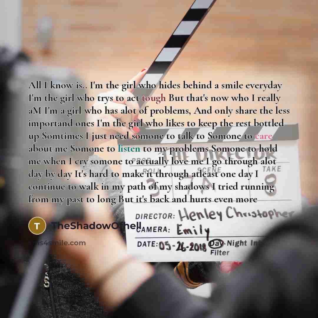 “All I know is.. I'm the girl who hides behind…” quote by TheShadowOfhell