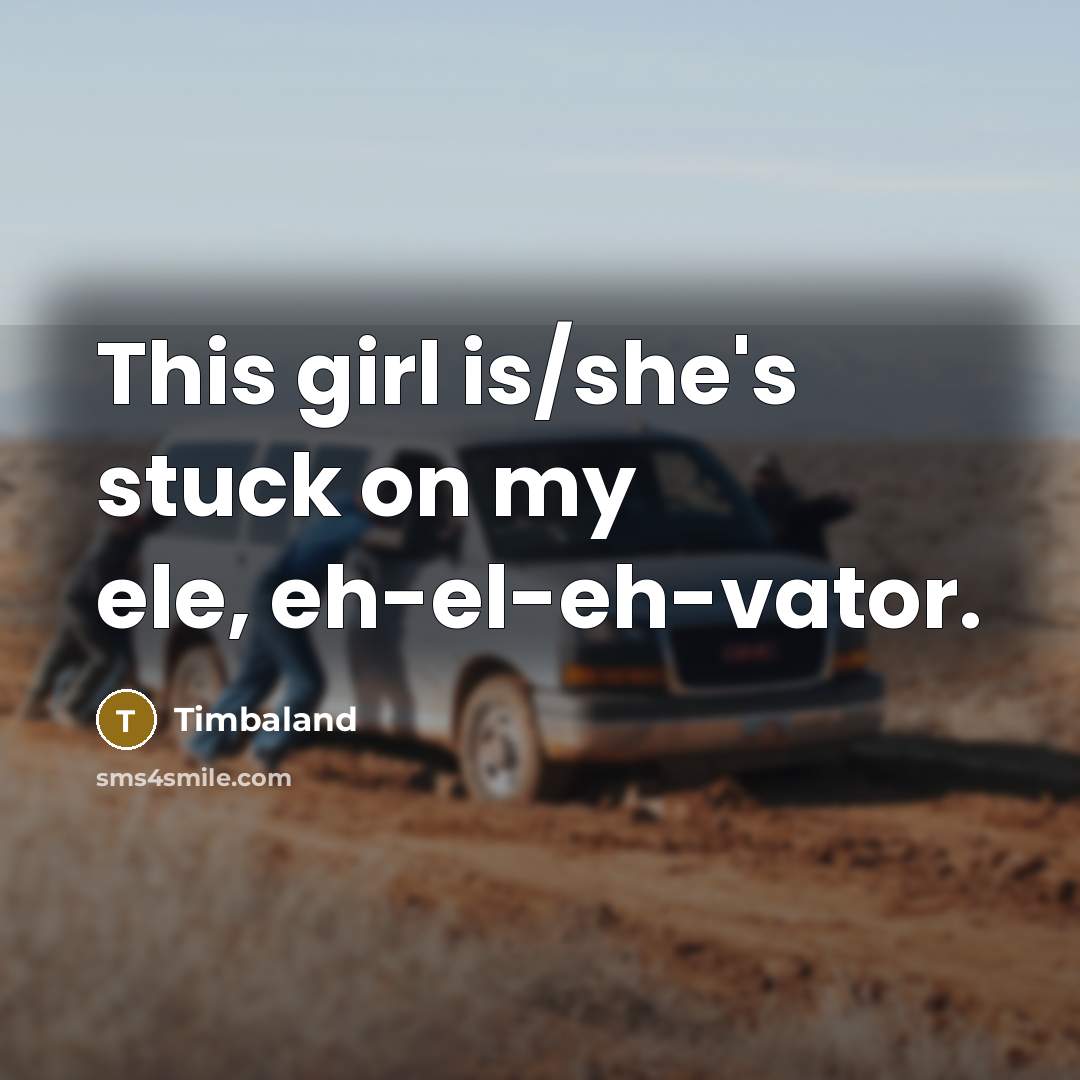 “This girl is/she's stuck on my ele, eh-el-eh-vator.” quote by Timbaland