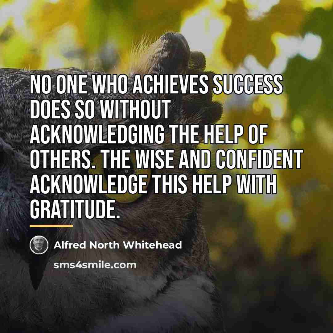 “No one who achieves success does so without acknowledging the…” quote by Alfred North Whitehead