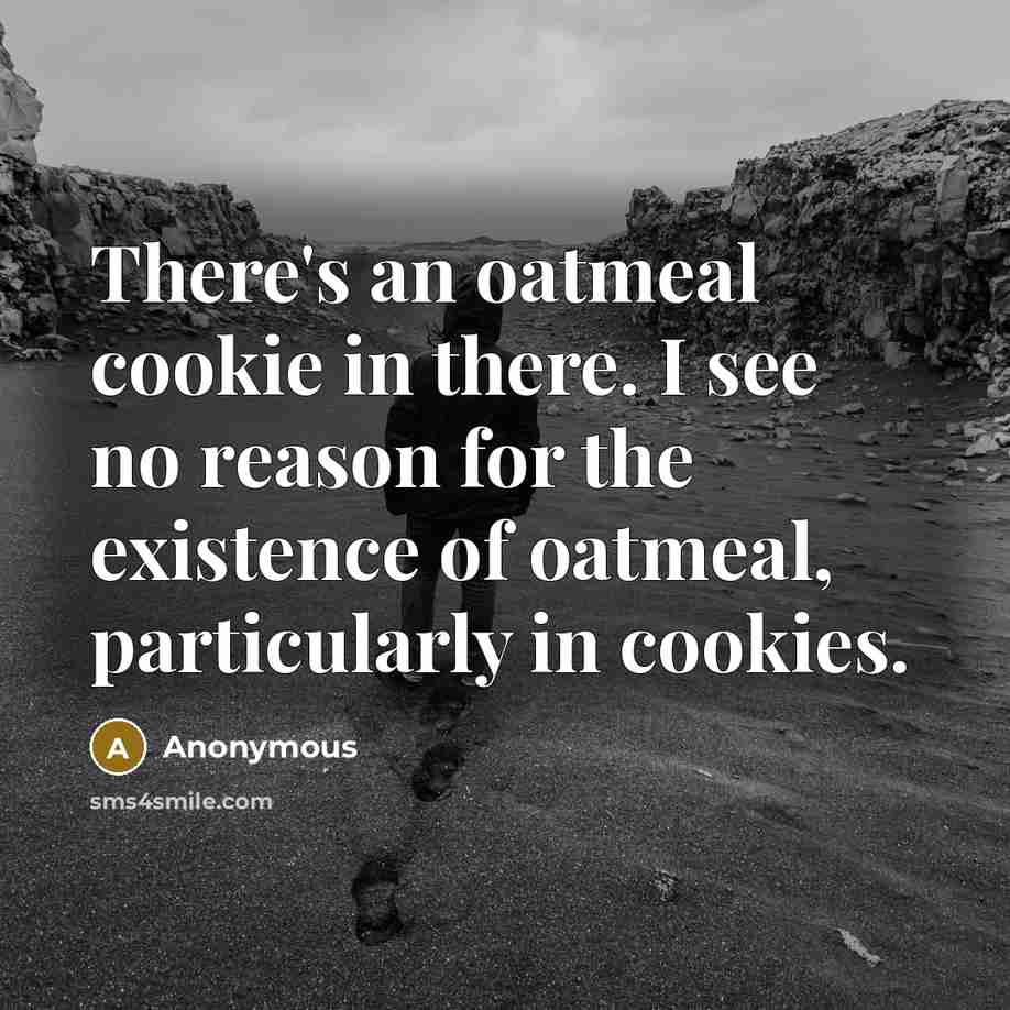 “There's an oatmeal cookie in there. I see no reason…” quote by Anonymous