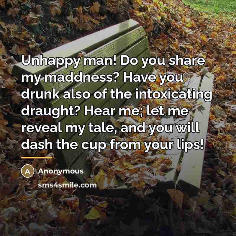 “Unhappy man! Do you share my maddness? Have you drunk…” quote by Anonymous