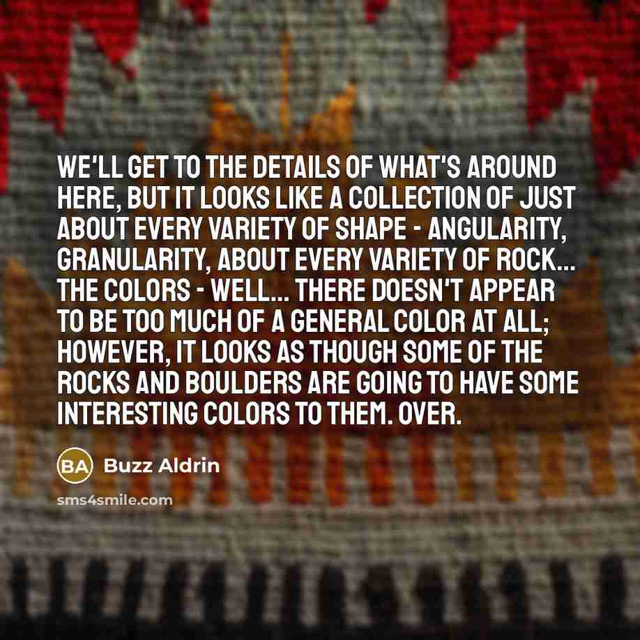 “We'll get to the details of what's around here, but…” quote by Buzz Aldrin
