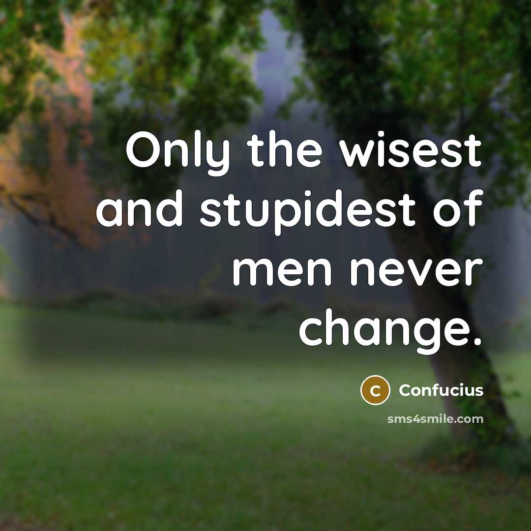 “Only the wisest and stupidest of men never change.…” quote by Confucius