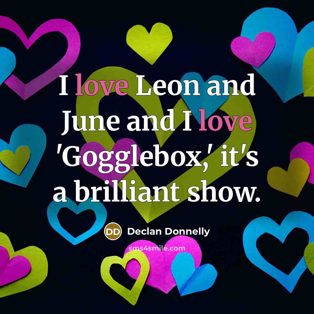 “I love Leon and June and I love 'Gogglebox,' it's…” quote by Declan Donnelly
