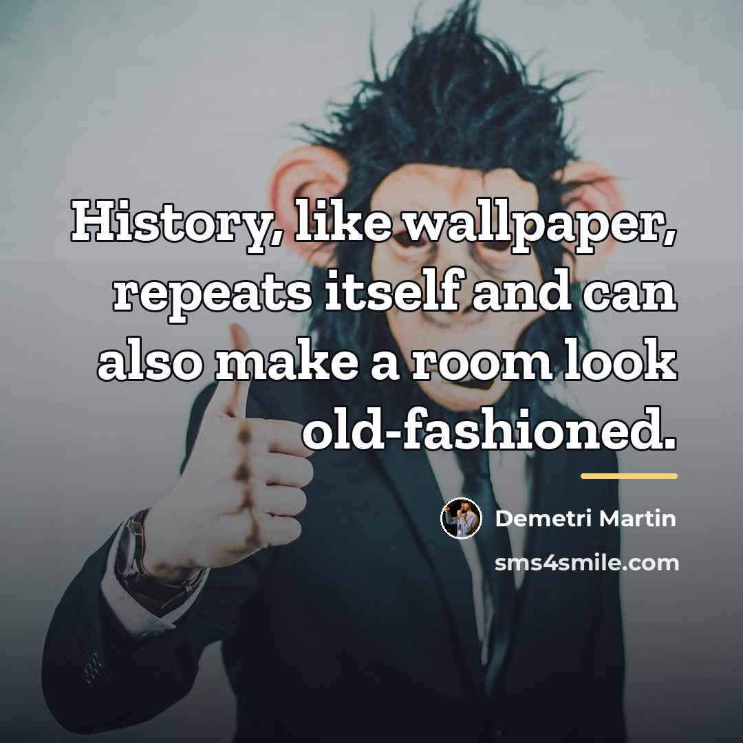 “History, like wallpaper, repeats itself and can also make a…” quote by Demetri Martin