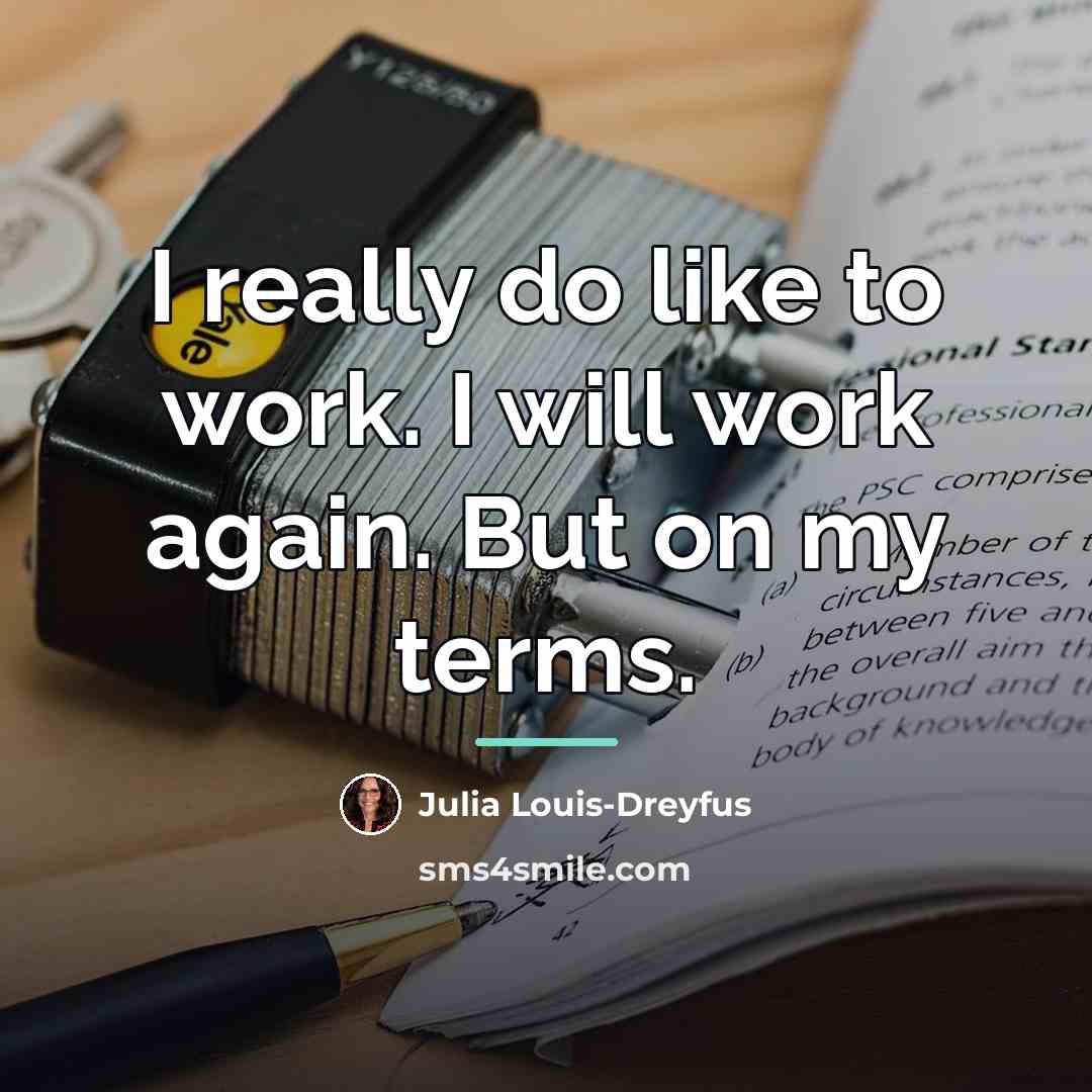 “I really do like to work. I will work again.…” quote by Julia Louis-Dreyfus