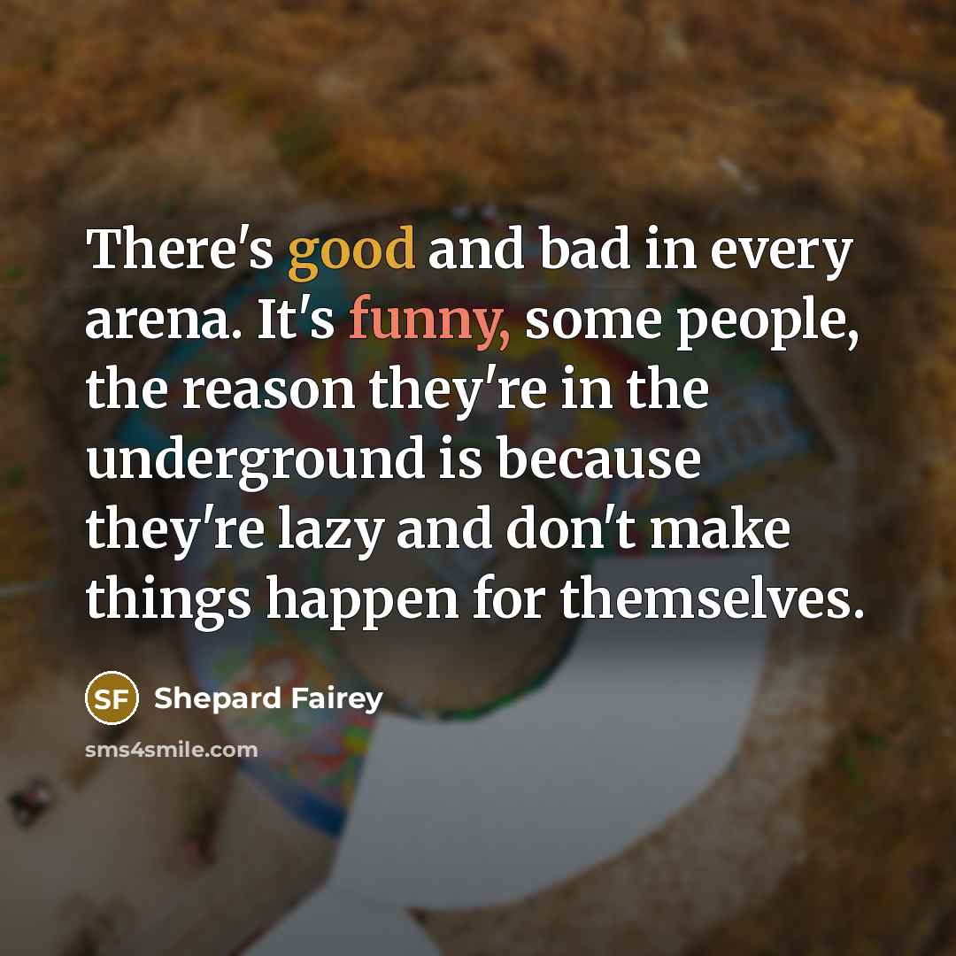 “There's good and bad in every arena. It's funny, some…” quote by Shepard Fairey