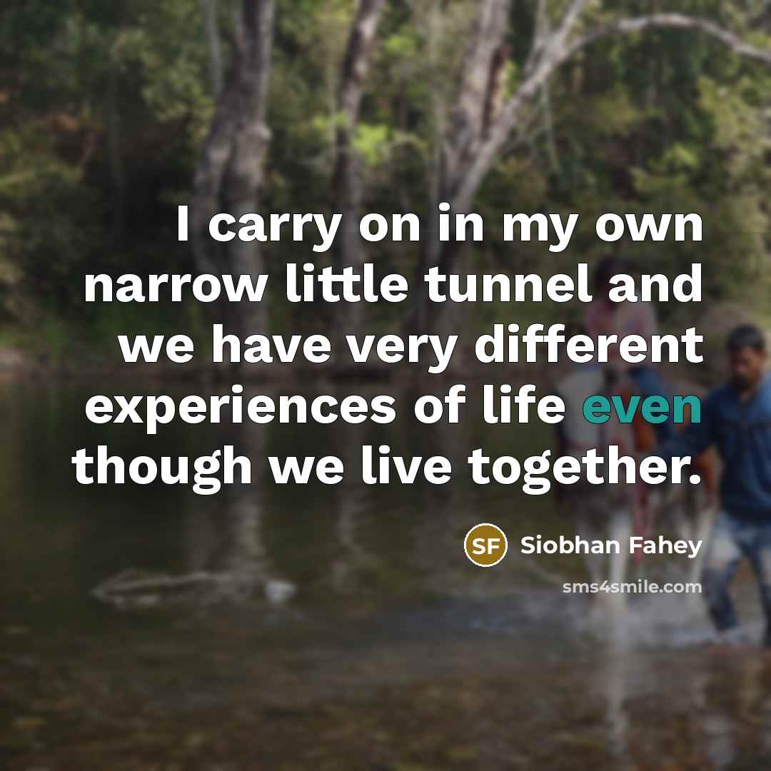“I carry on in my own narrow little tunnel and…” quote by Siobhan Fahey