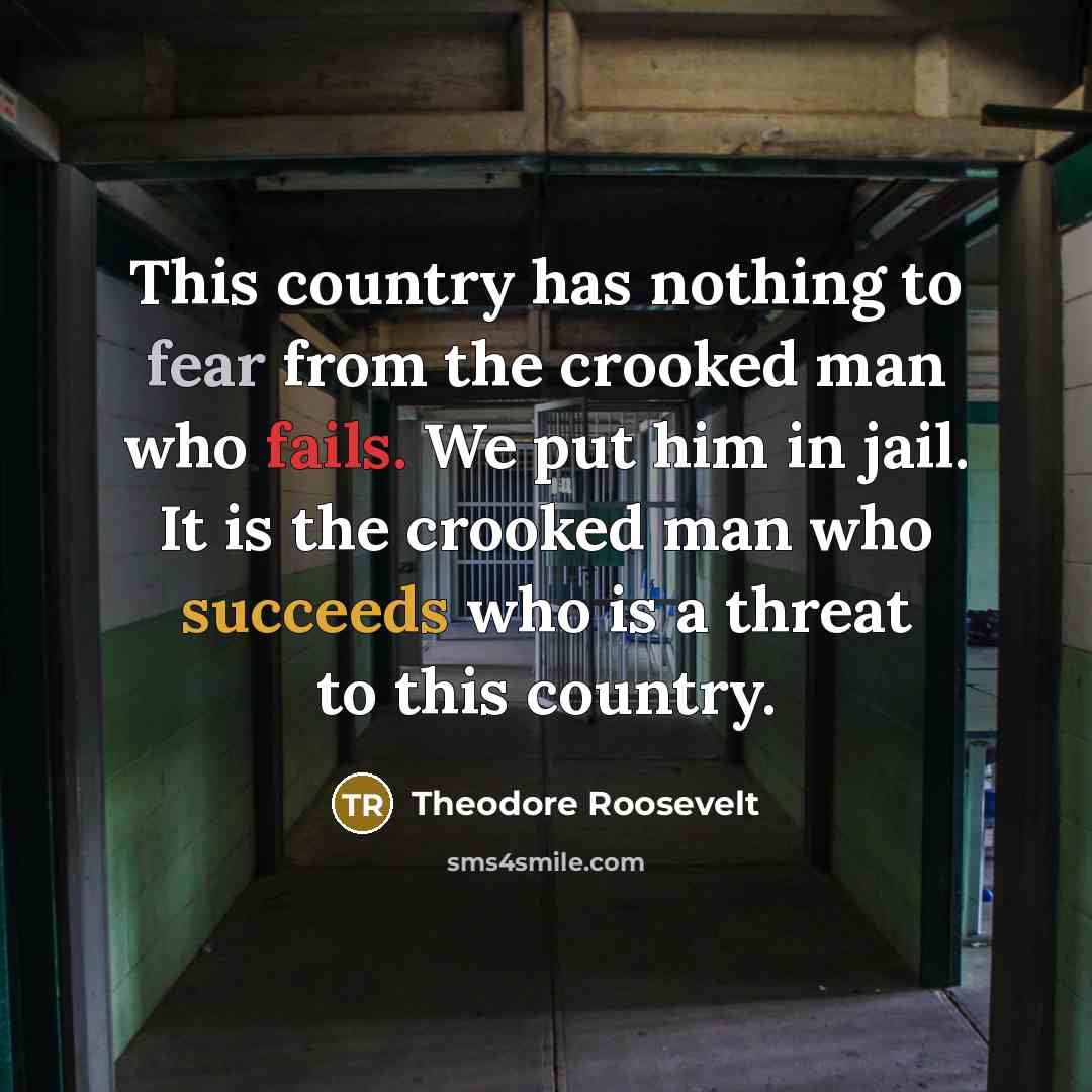 “This country has nothing to fear from the crooked man…” quote by Theodore Roosevelt