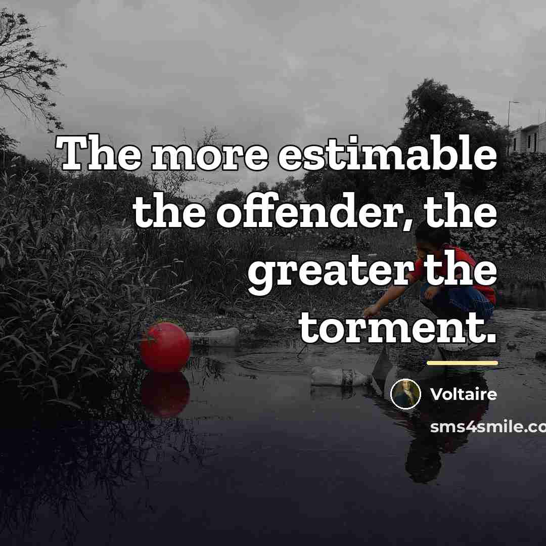 “The more estimable the offender, the greater the torment.…” quote by Voltaire