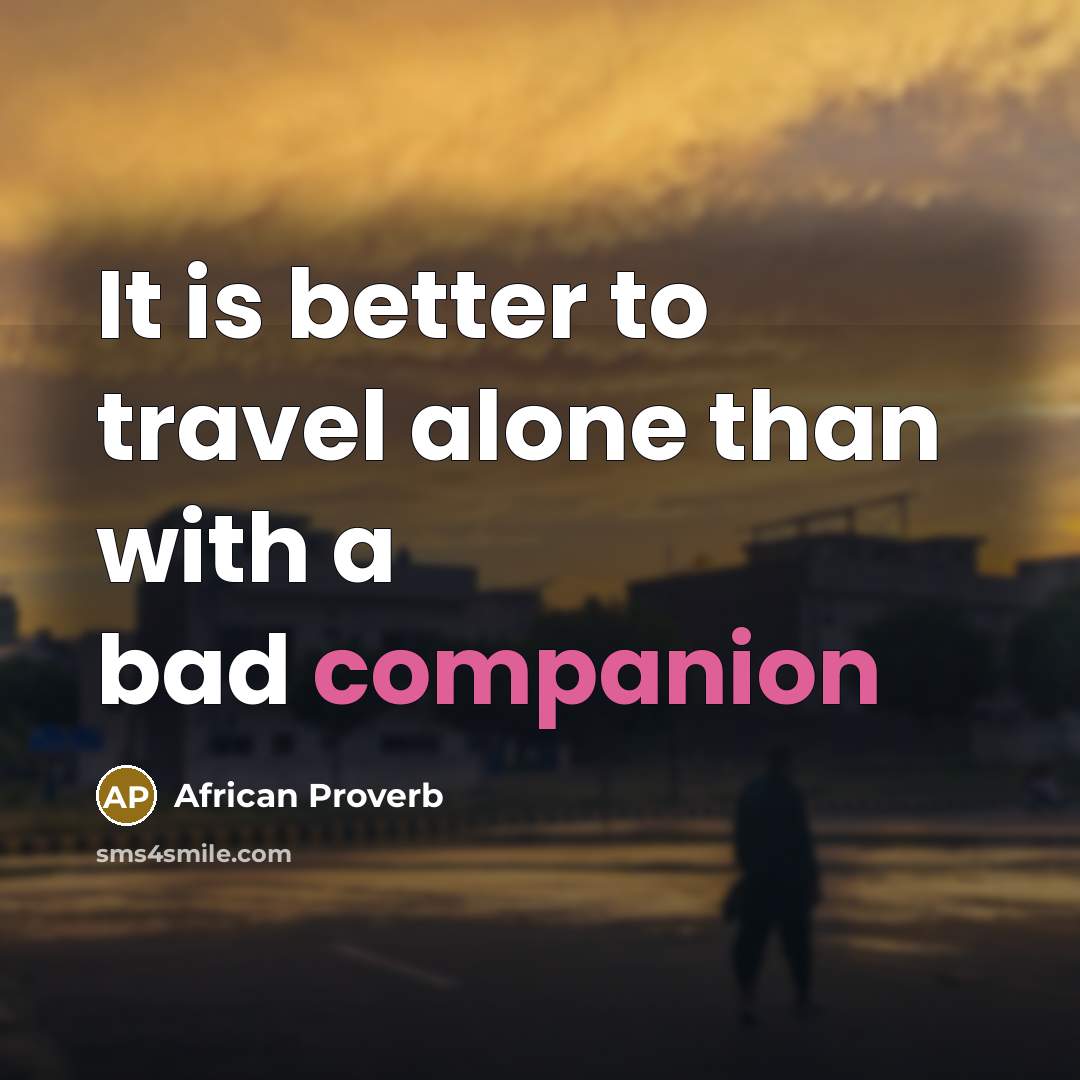 “It is better to travel alone than with a bad…” quote by African Proverb