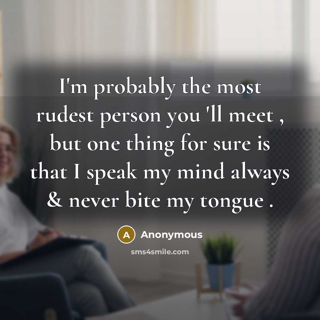 “I'm probably the most rudest person you 'll meet ,…” quote by Anonymous
