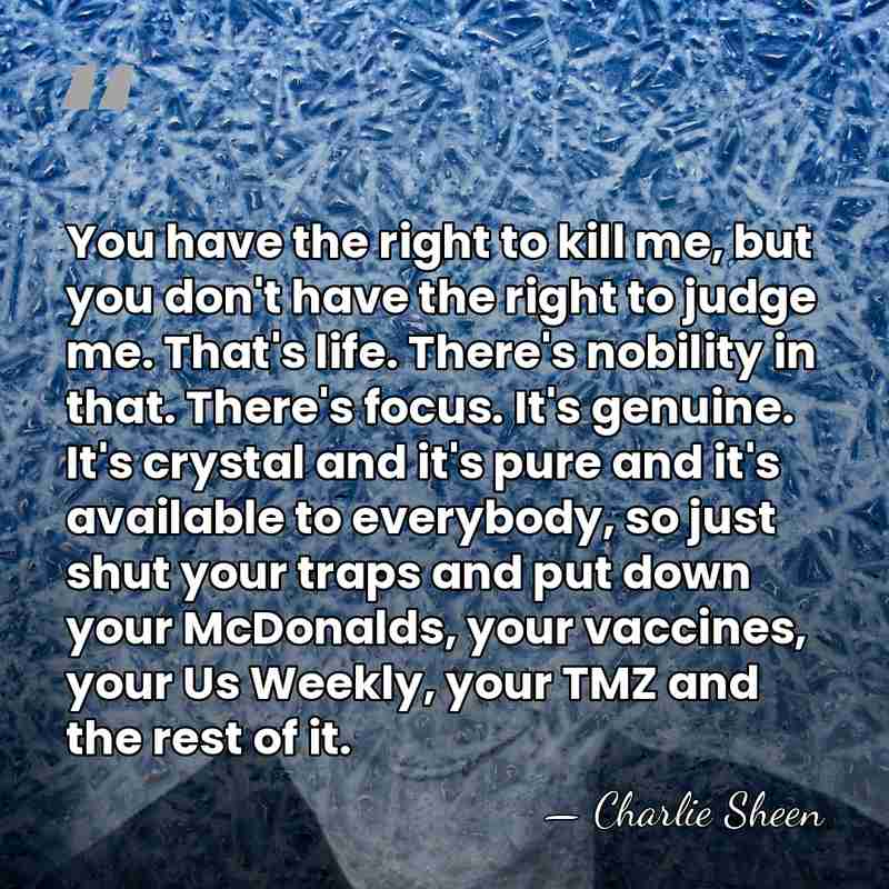 You have the right to kill me, but you don't have the&hellip; - Charlie Sheen