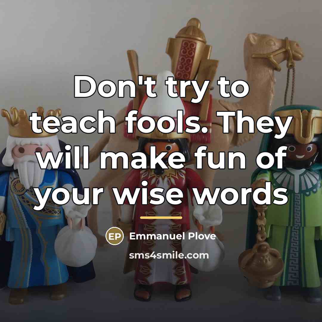 “Don't try to teach fools. They will make fun of…” quote by Emmanuel Plove