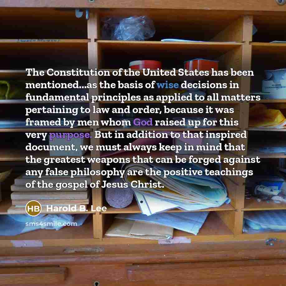“The Constitution of the United States has been mentioned...as the…” quote by Harold B. Lee