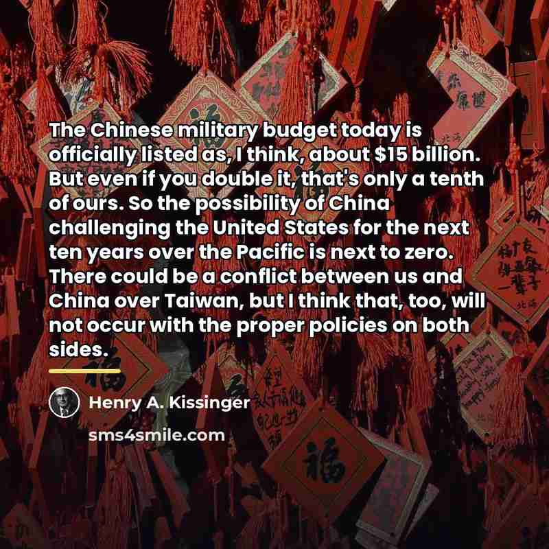 “The Chinese military budget today is officially listed as, I…” quote by Henry A. Kissinger