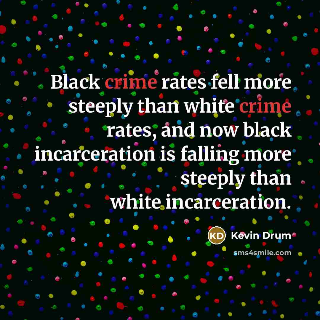 “Black crime rates fell more steeply than white crime rates,…” quote by Kevin Drum