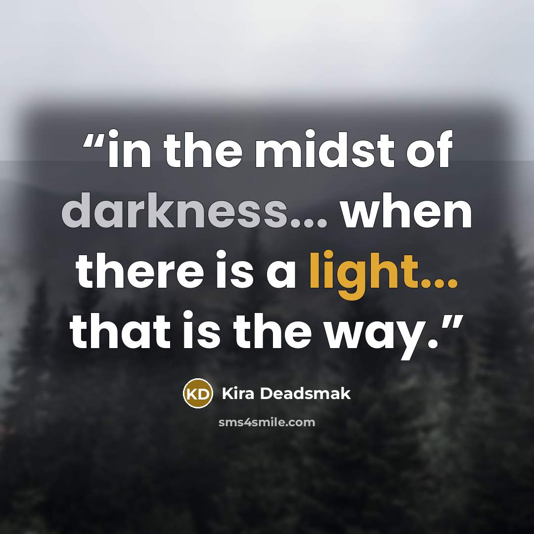 “in the midst of darkness... when there is a light... that is the way.” quote by Kira Deadsmak