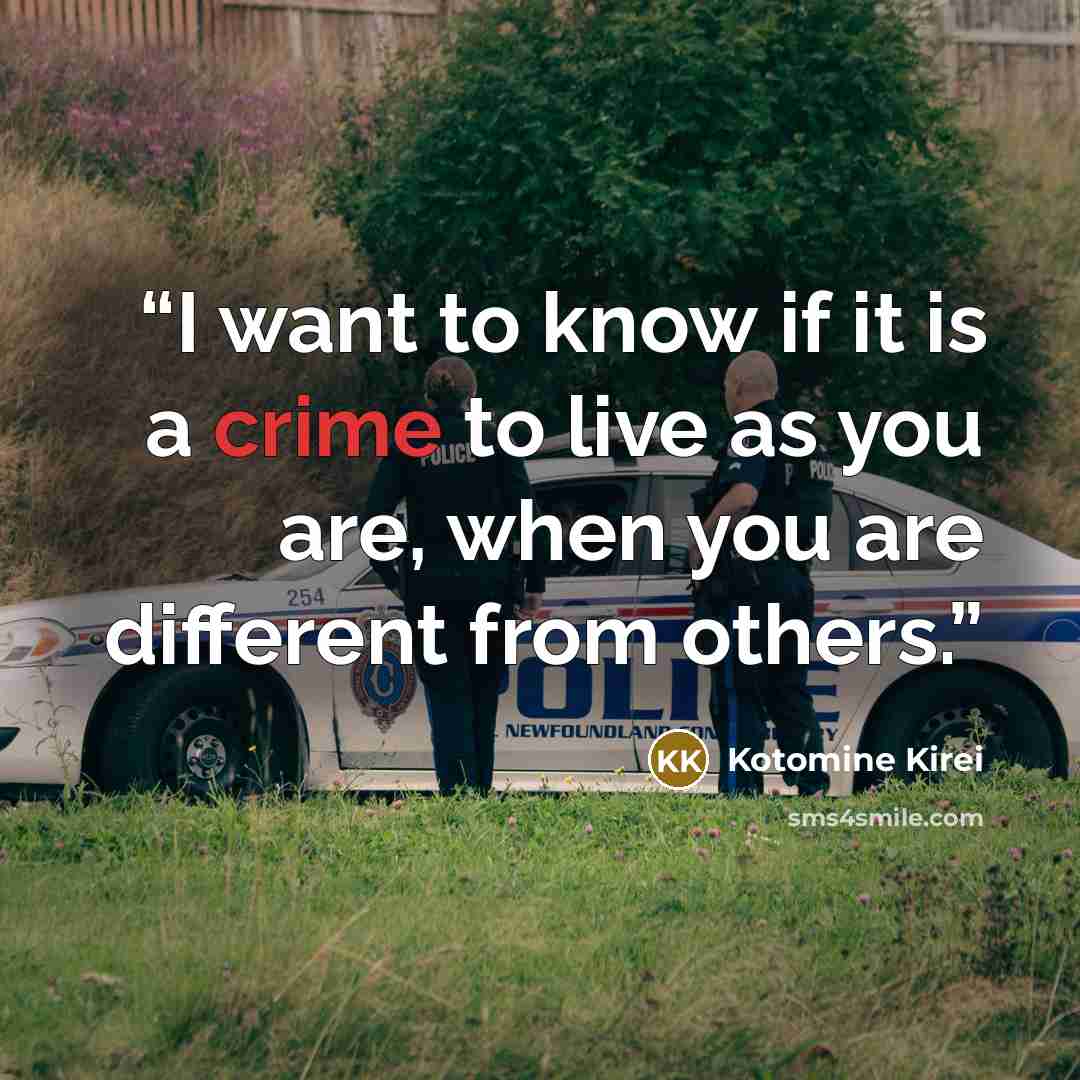 “I want to know if it is a crime to live as you are, when you are different from others.” quote by Kotomine Kirei