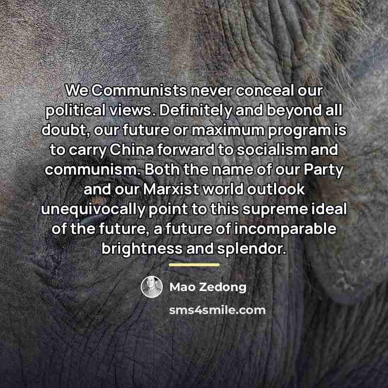 “We Communists never conceal our political views. Definitely and beyond…” quote by Mao Zedong