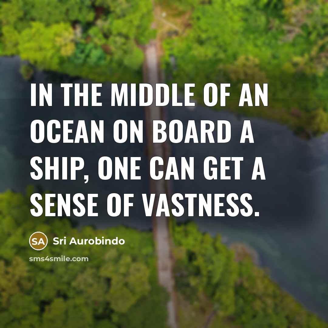 “In the middle of an ocean on board a ship,…” quote by Sri Aurobindo