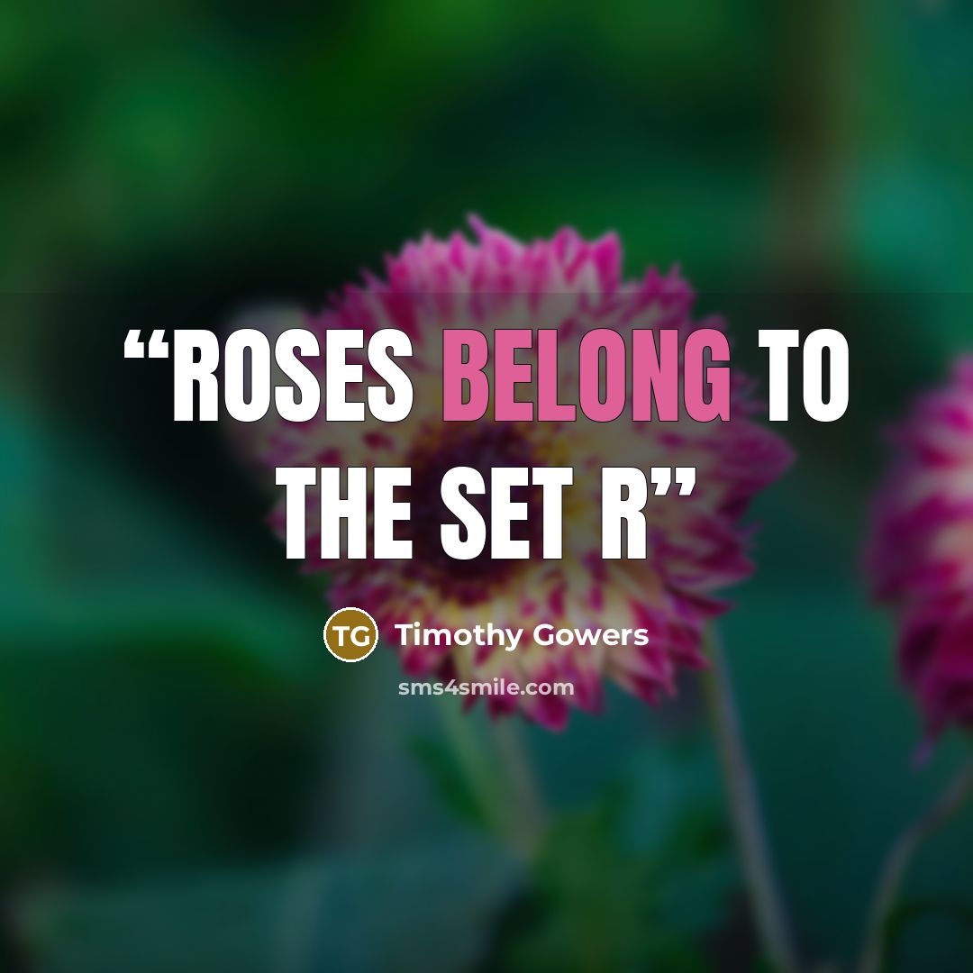 “Roses belong to the set R” quote by Timothy Gowers