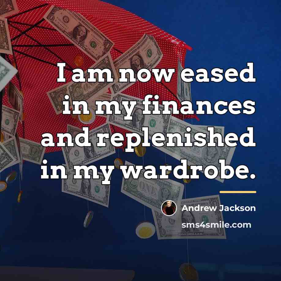 “I am now eased in my finances and replenished in…” quote by Andrew Jackson