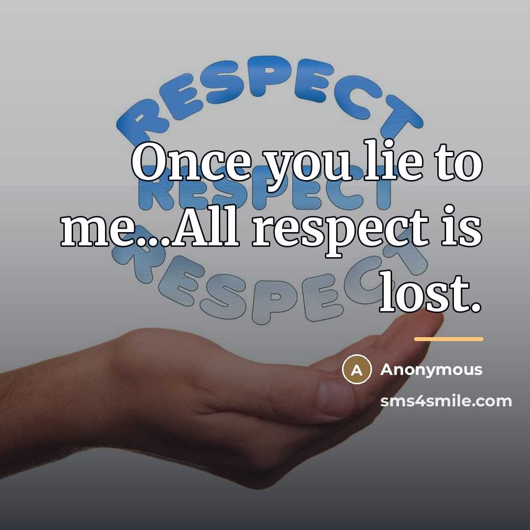 “Once you lie to me...All respect is lost.…” quote by Anonymous