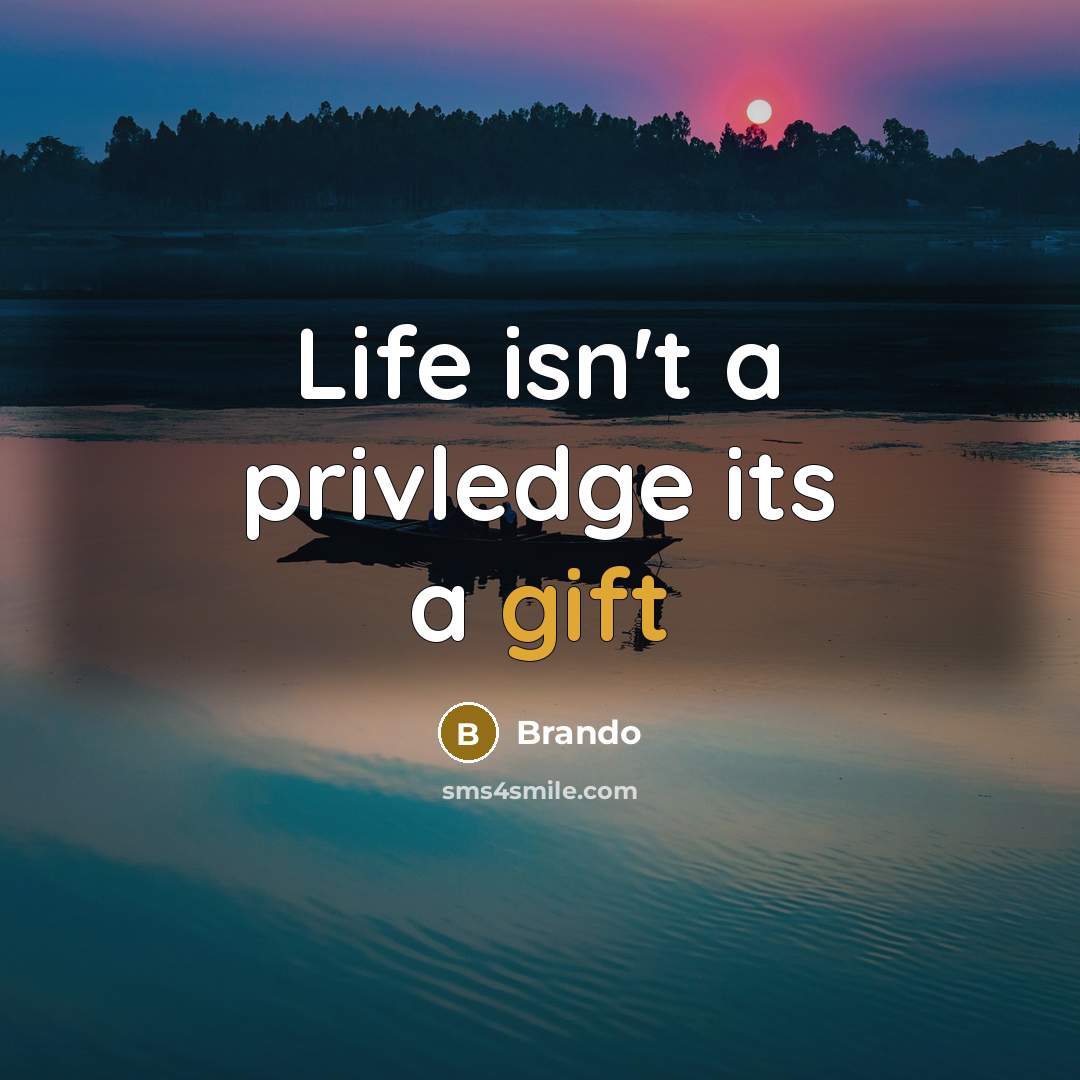 “Life isn't a privledge its a gift” quote by Brando
