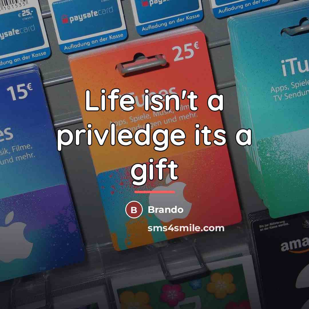 “Life isn't a privledge its a gift…” quote by Brando