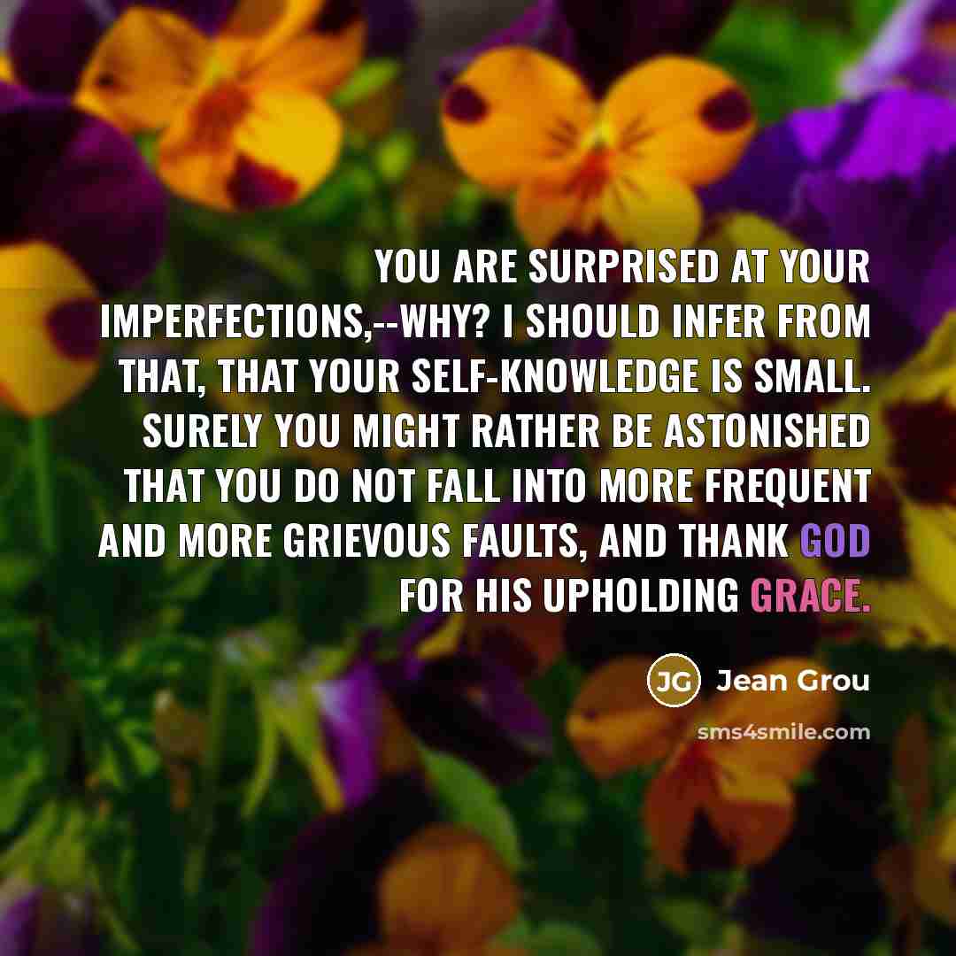 “You are surprised at your imperfections,--why? I should infer from…” quote by Jean Grou