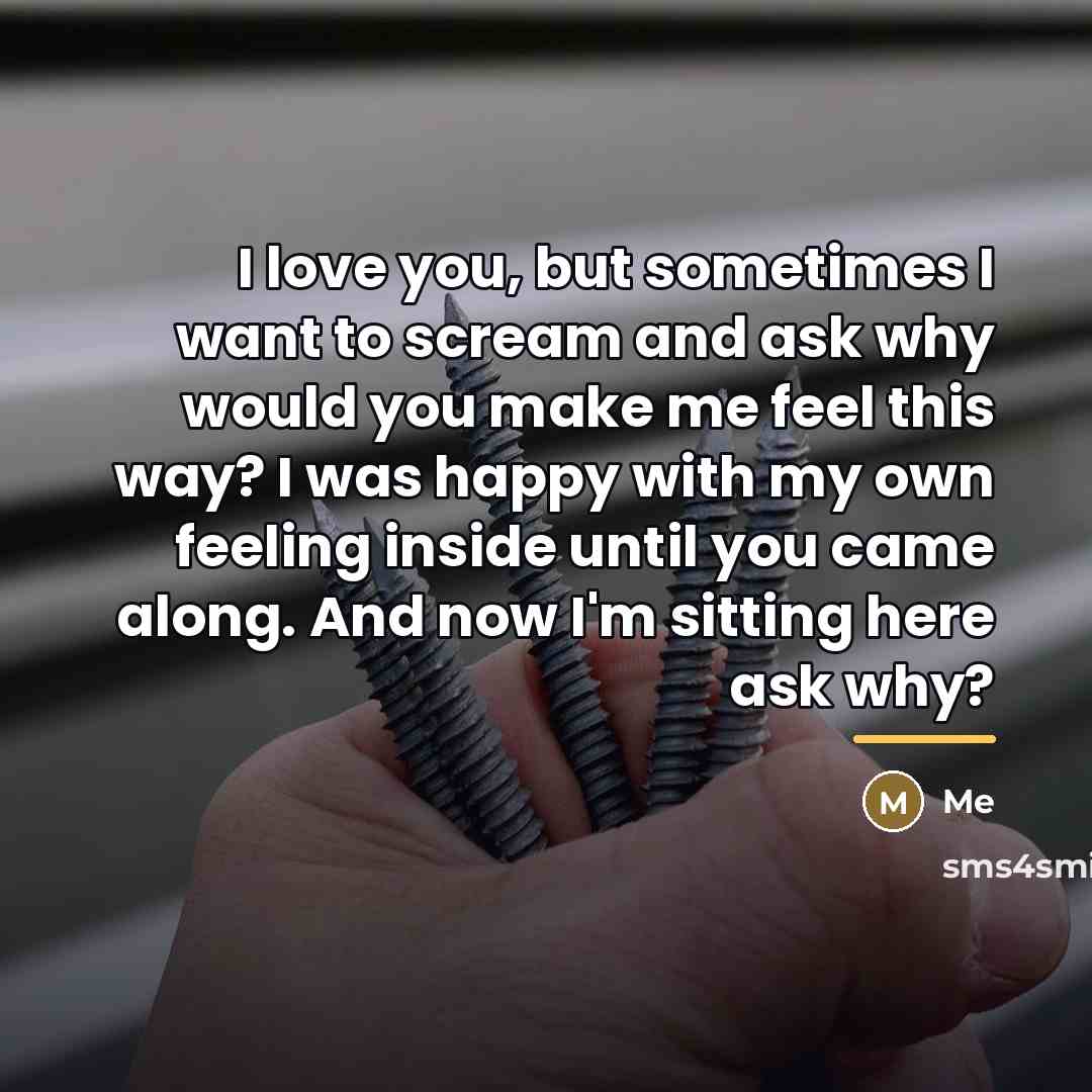 “I love you, but sometimes I want to scream and…” quote by Me