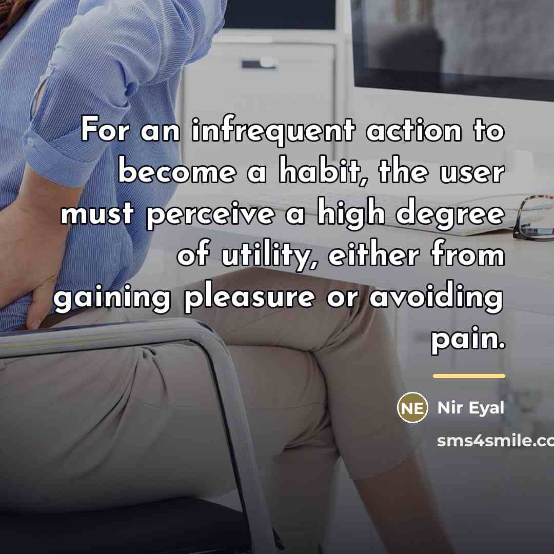 “For an infrequent action to become a habit, the user…” quote by Nir Eyal