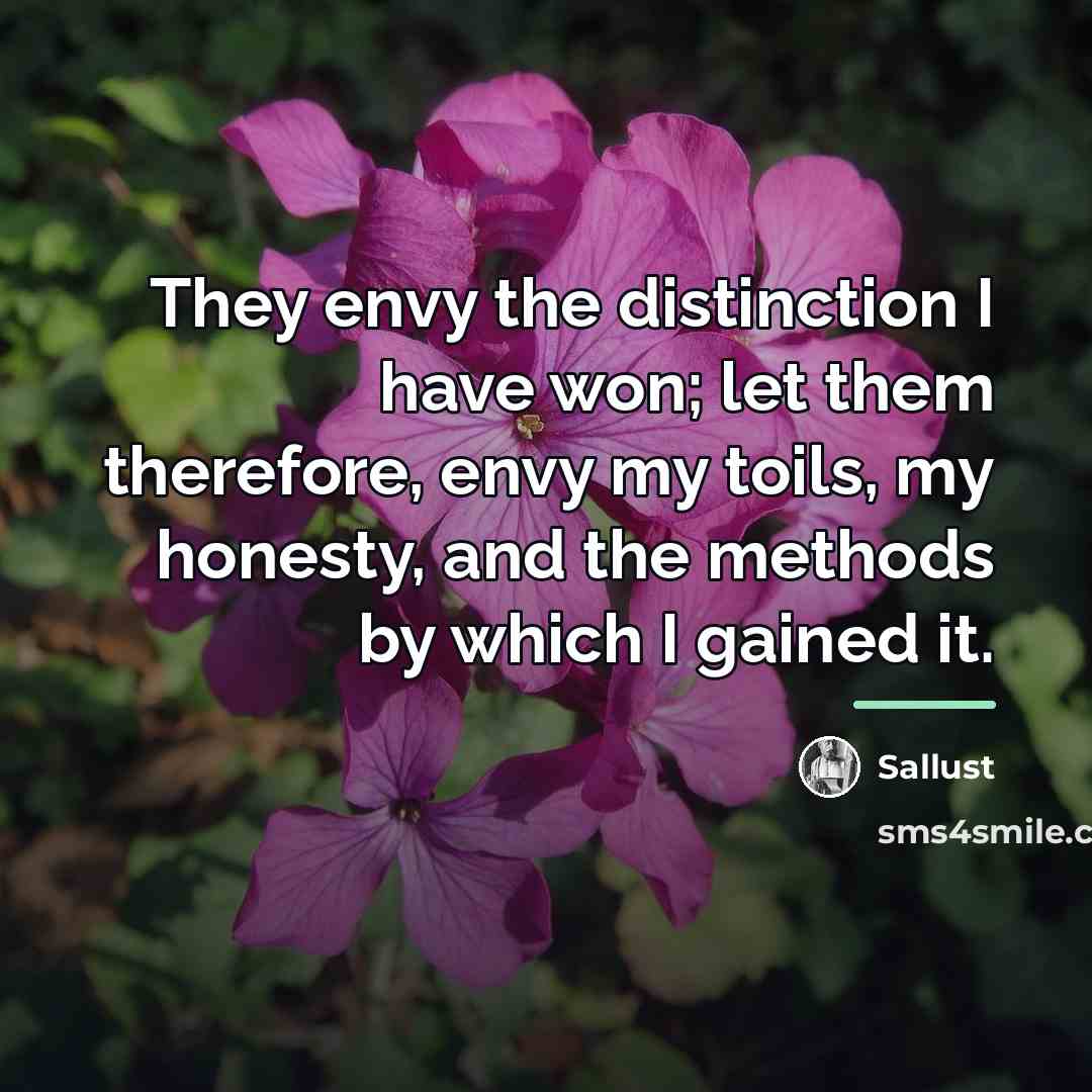 “They envy the distinction I have won; let them therefore,…” quote by Sallust
