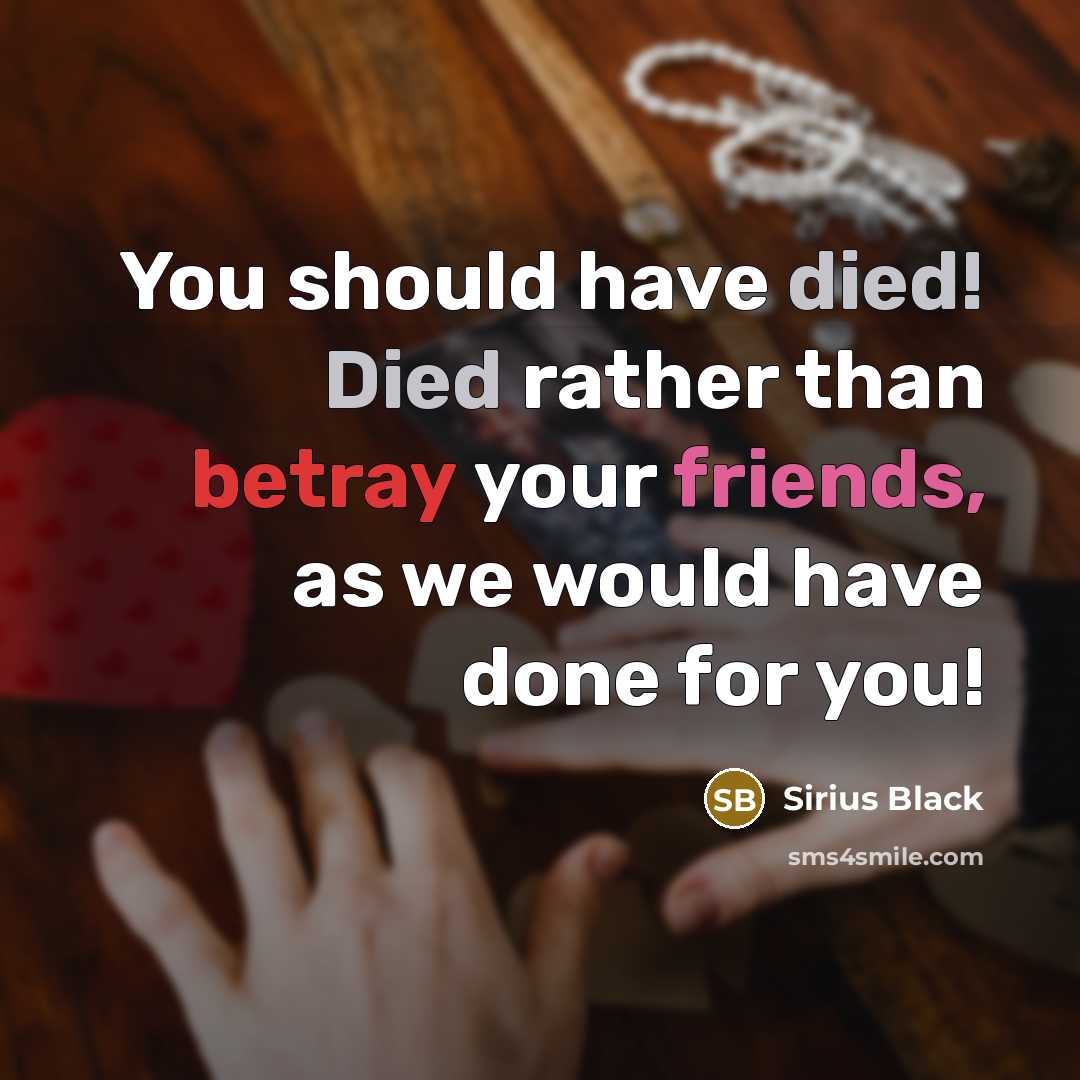 “You should have died! Died rather than betray your friends, as we would have done for you!” quote by Sirius Black